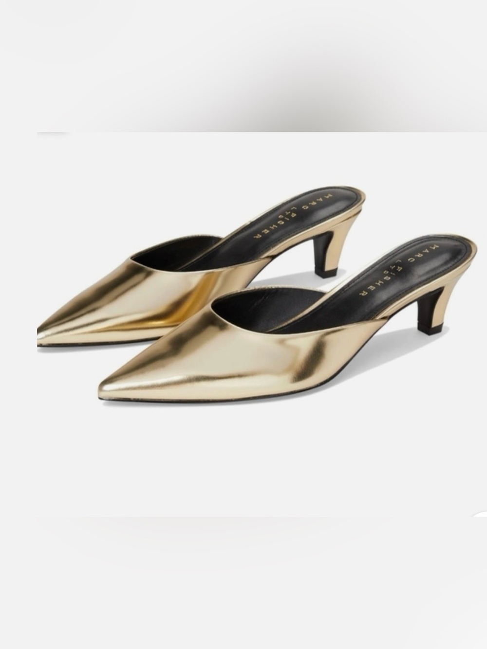 Marc Fisher Gold Leather Mules